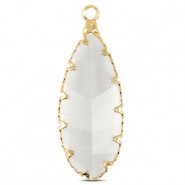 Crystal glass charm oval 30mm Crystal-gold